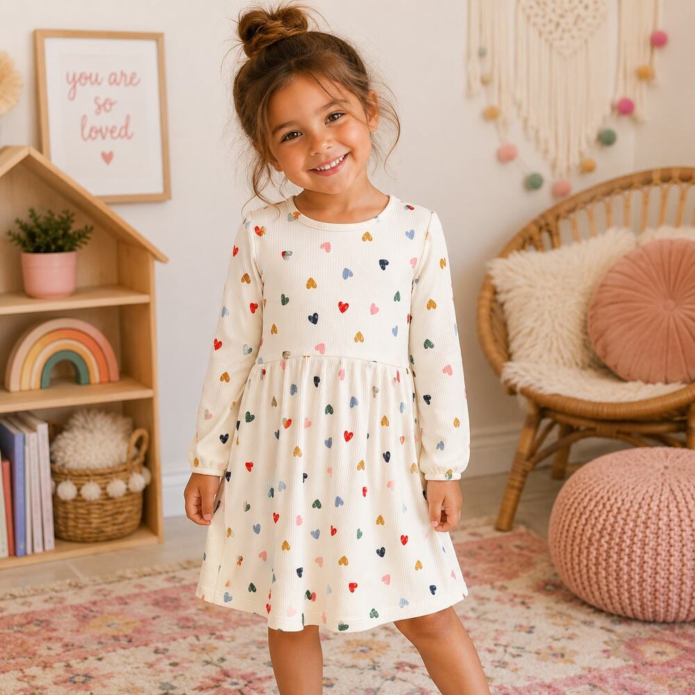 Old Navy Heart Print Ribbed Dress Size 6T